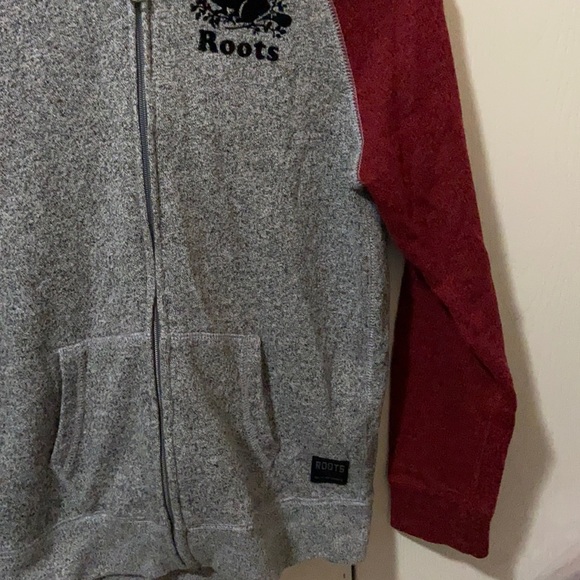 Roots Grey & Red Marled Zip Up Hoodie - Picture 5 of 7